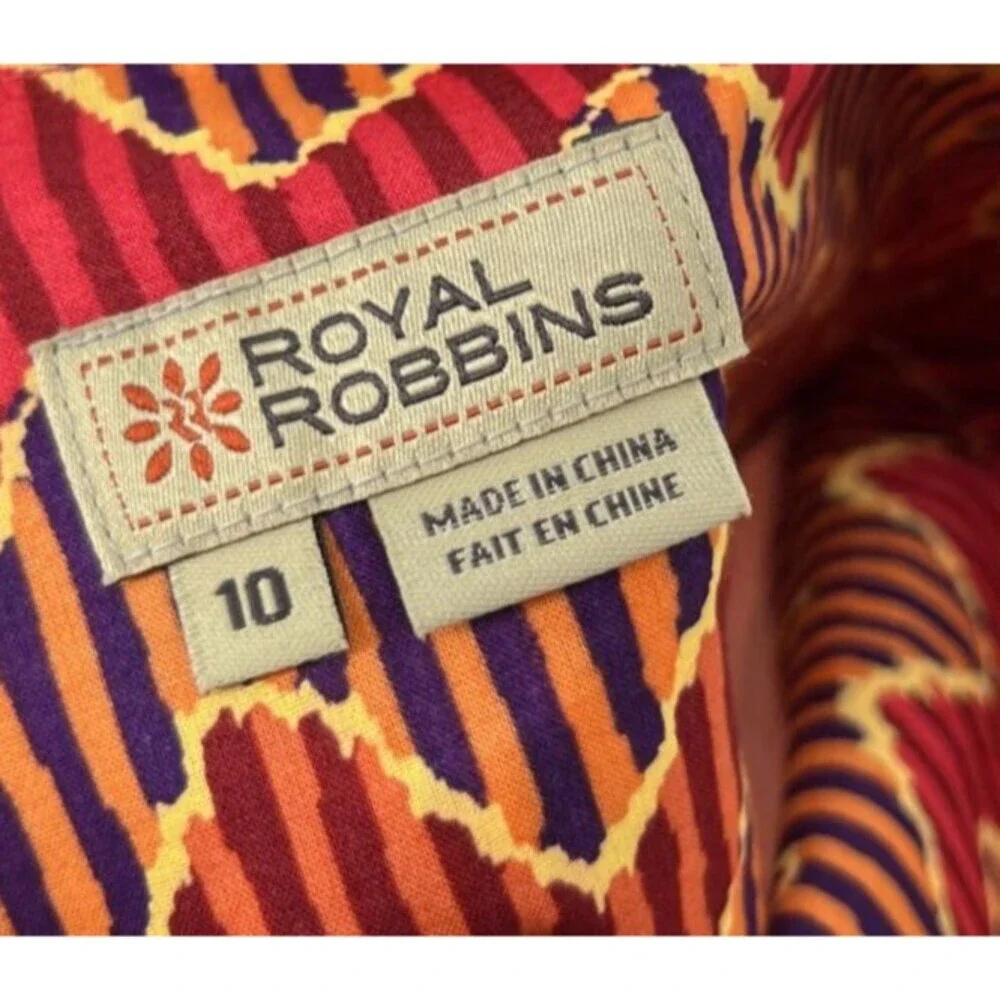 Royal Robbins Skirt Women's Size 10 Orange Multicolor Mini 100% Cotton